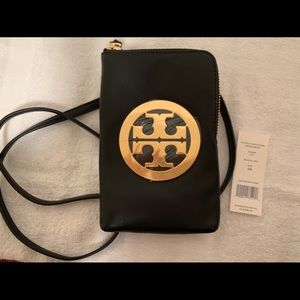 BNWT black Tory Burch Charlie mini phone crossbody